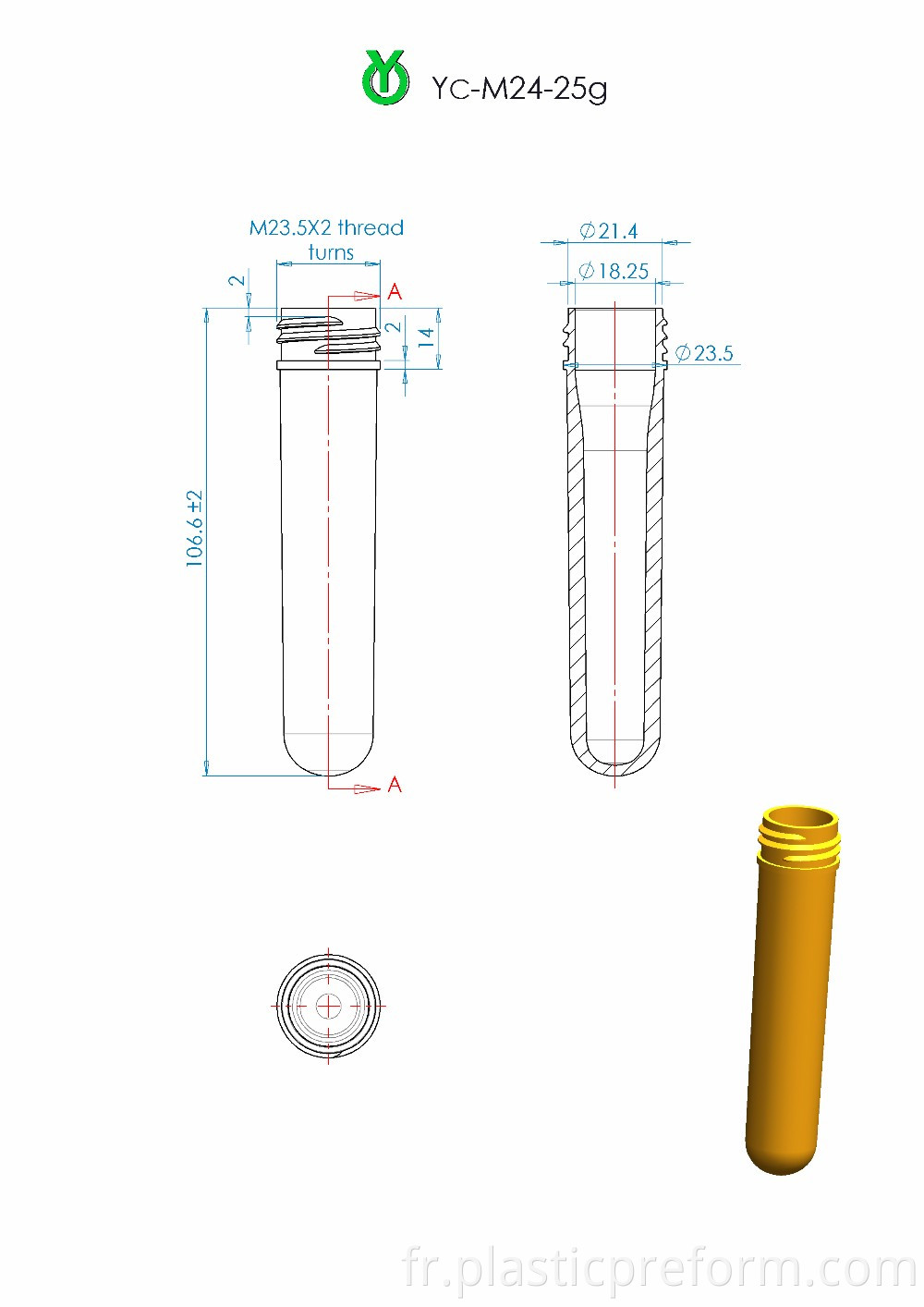 24mm 25g 24/410 PET preform